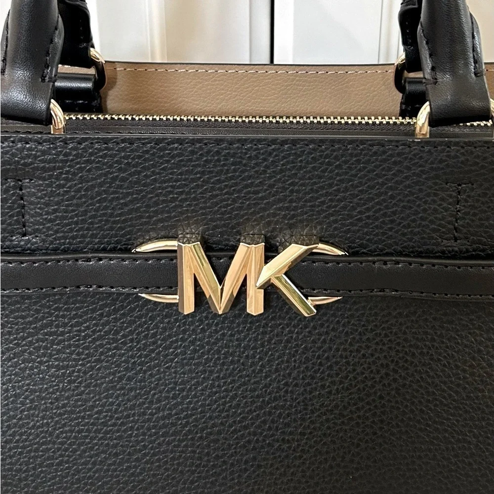 Michael Kors Reed Center Zip Belted Leather Satchel
